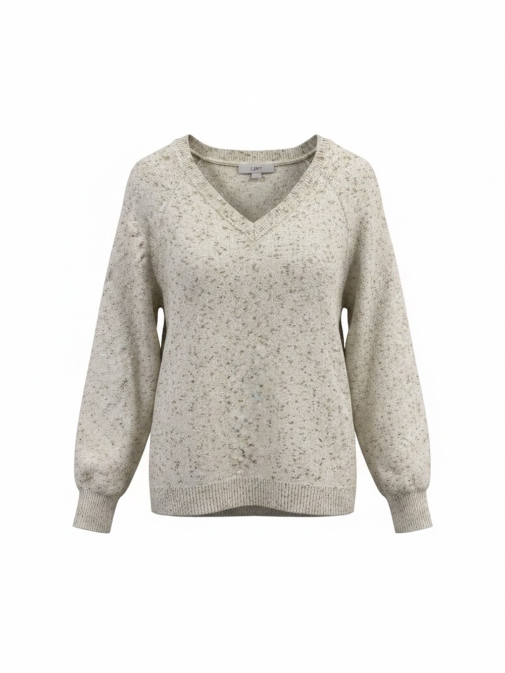 Loft V-Neck Speckled Knit Sweater - Cream